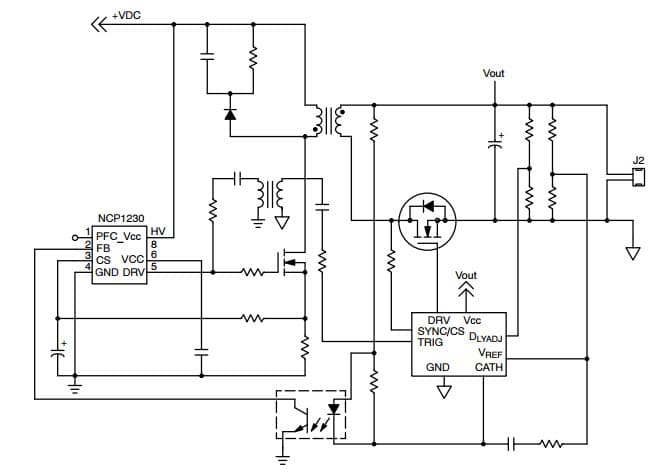 Typical Application for NCP4302 Secondary Side Synchronous Flyback Controller