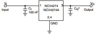 Typical Application for NCV4274A 400 mA 2% and 4%Voltage Regulator Family