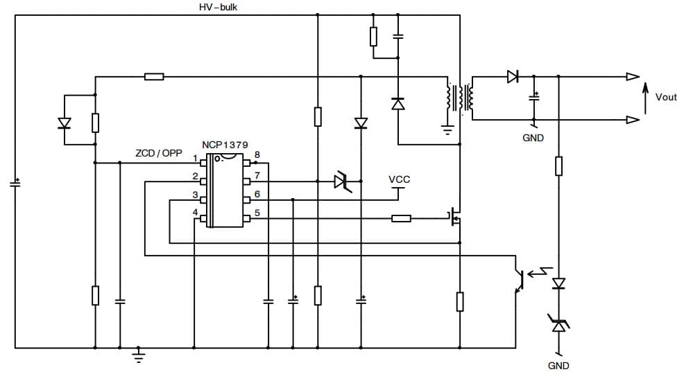 Typical Application for NCP1379 Quasi-Resonant Current-Mode Controller for High-Power Universal Off-line Supplies