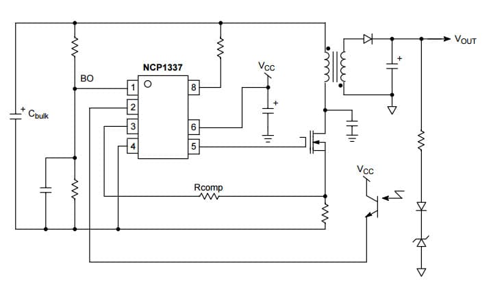 Typical Application for NCP1337 PWM Current-Mode Controller for Free Running Quasi-Resonant Operation