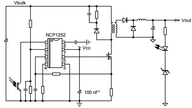 Typical Application for NCP1252 Current Mode PWM Controller forward and Flyback Applications