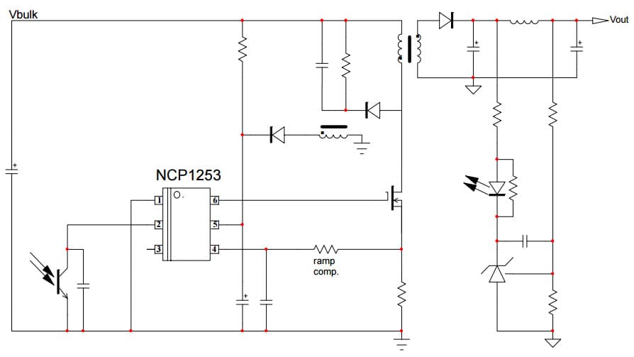 Typical Application for NCP1253 Current-Mode PWM Controller for Off-line Power Supplies