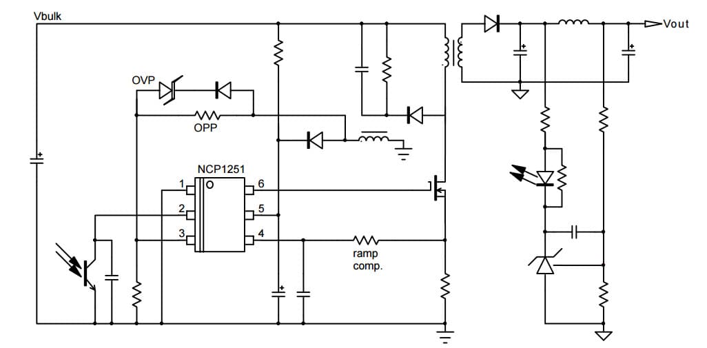 Typical Application for NCP1251 Current-Mode PW Controller for Off-line Power Supplies