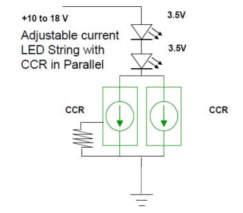 Typical Application for NSIC2050BT3G Adjustable Current LED String CCR in Parallel