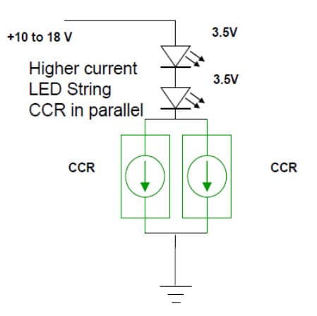 Typical Application for NSI45025AT1G Higher Current LED Strings