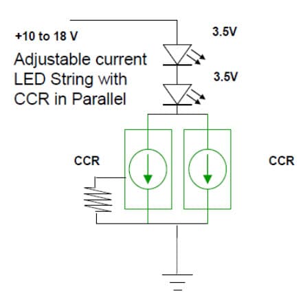 Typical Application for NSV45025AT1G Adjustable Current LED Strings