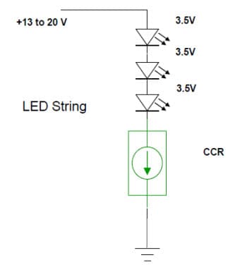 Typical Application for NSI50010YT1G Constant Current LED String Driver