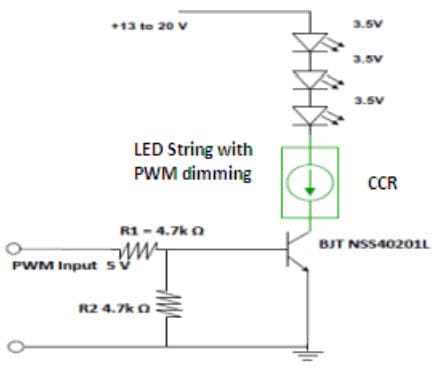 Typical Application for NSI45020T1G LED Strings with PWM Dimming