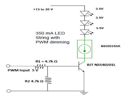 Typical Application for NSI50350ADT4G LED Strings with PWM Dimming