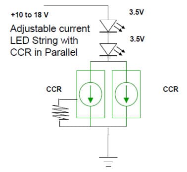 Typical Application for NSI50350ADT4G Adjustable Current LED Strings with CCR in Parallel