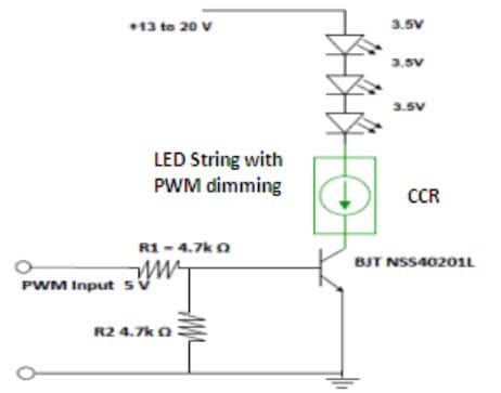 Typical Application for NSI45090JDT4G LED Strings with PWM Dimming