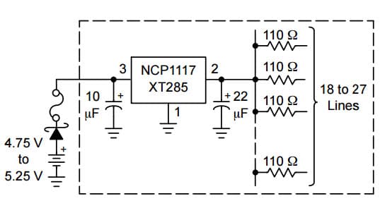 Typical Application for NCV1117 1.0 A Low-Dropout Active SCSI Bus Terminator