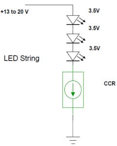 Typical Application for NSI45030AT1G Constant Current LED Driver for Single LED Strings