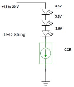 Typical Application for NSI45030T1G Constant Current LED Driver for Single LED Strings