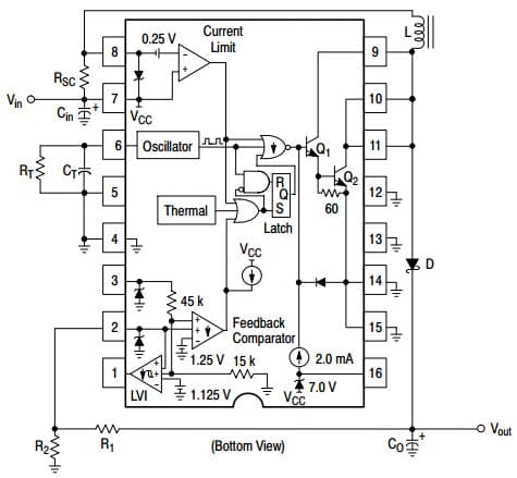 Typical Boost Application Circuit for NCV3163 3.4A Step-Up Switching Regulator