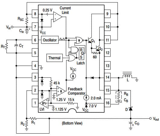 Typical Application for NCV3163 Voltage Inverting Switching Regulator