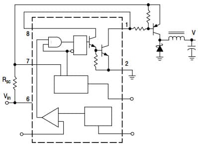 Typical Application for MC34063A Step-Down Switching Converter with External PNP Saturated Switch