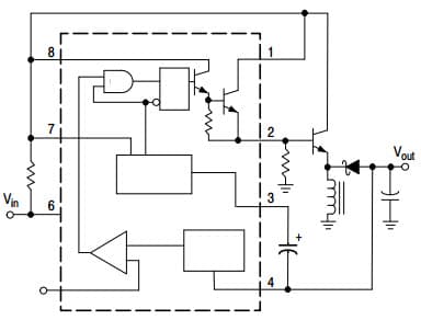 Typical Application for MC34063A Voltage Inverting Converter with External NPN Switch