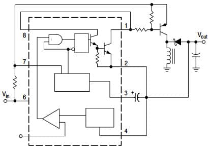 Typical Application for MC34063A Voltage Inverting Converter with External PNP Saturated Switch