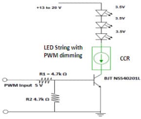 Typical Application for NSI45030AT1G 350mA LED Strings with PWM Dimming