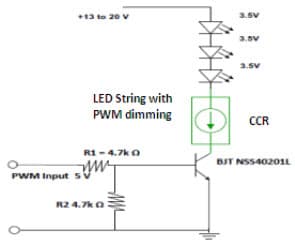 Typical Application for NSI45030T1G 350mA LED Strings with PWM Dimming