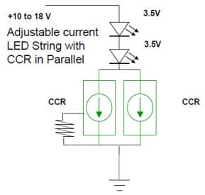 Typical Application for NSI45030T1G Adjustable Current LED Strings with CCR in Parallel