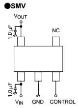 Typical Application for TCR3DF 300mA CMOS Low Drop-Out Regulator with inrush current protection circuit