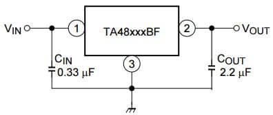 Typical Application for TA48018BF 1A 3-Terminal Low-Dropout Voltage Regulator