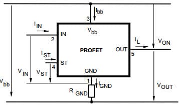 Typical Application Circuit for ITS428L2 Smart High-Side Power Switch