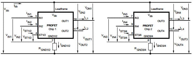 Typical Application Circuit for BTS716GB Smart High-Side Power Switch