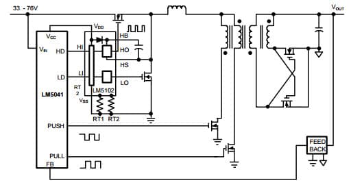 Typical Application Circuit for LM5041 Simplified Cascaded Push-Pull Power PWM Converter