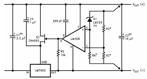 Typical Application Circuit for LM7905 High Stability 1Amp Regulator