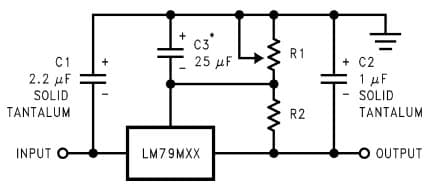 Typical Application Circuit for LM79M05C 3-Terminal Variable Output Regulator