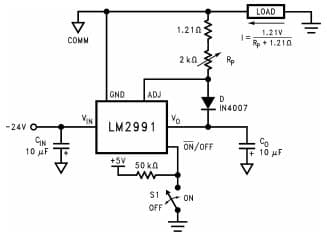 Typical Application Circuit for LM2991-QML Adjustable Current Sink