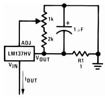 Typical Application Circuit for LM137HV 3-Terminal High Voltage Adjustable Current Regulator