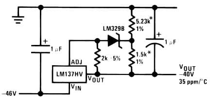 Typical Application Circuit for LM137HV 3-Terminal High Stability -40V Regulator