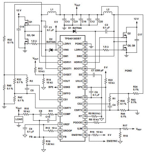 Typical Application Circuit for Providing 5V Output for TPS40130 CMOS Ripple Carry Binary Counter Driver