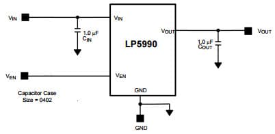 Typical Application Circuit for LP5990 Micro-power 200mA CMOS Low Dropout Voltage Regulator