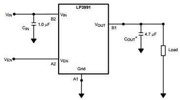 Typical Application Circuit for LP3991 300mA Linear Voltage Regulator for Digital Applications