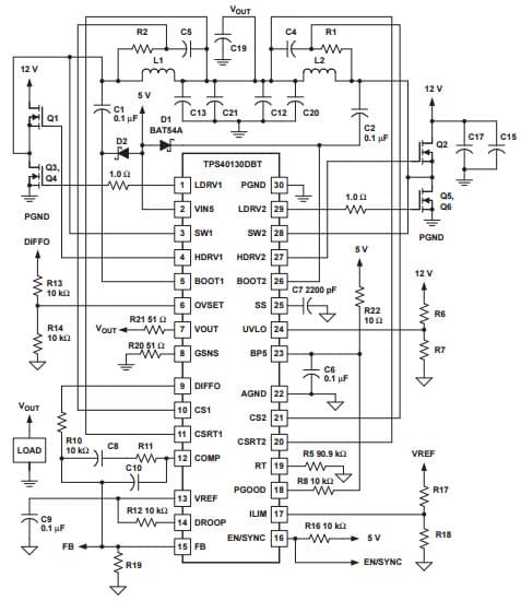 Typical Application Circuit for TPS40130 CMOS Ripple Carry Binary Counter Driver