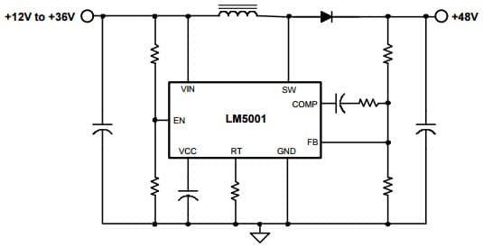 Typical Application Circuit for LM5001 High Voltage Switch Mode Regulator