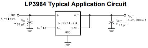 Typical Application Circuit for LP3964 800mA Fast Ultra Low Dropout Linear Regulator