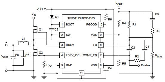 Typical Application Circuit for TPS51113 Synchronous Buck Controller with High-Current Gate Driver