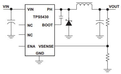 Typical Application Circuit for TPS5430 3A Wide-Input-Range Step-Down SWIFT Converter