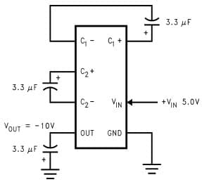 Typical Application Circuit for LM2682 Switched Capacitor Voltage Doubling Inverter