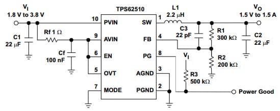 Typical Application Circuit of Adjustable Version Programmed to 1.5 V Using Power Good Revision History for TPS62510 1.5A Low Vi High Efficiency Step-Down Converter