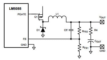 Typical Application Circuit for LM5085-Q1 75V Basic Step Down Controller for Reduced Ripple Configuration