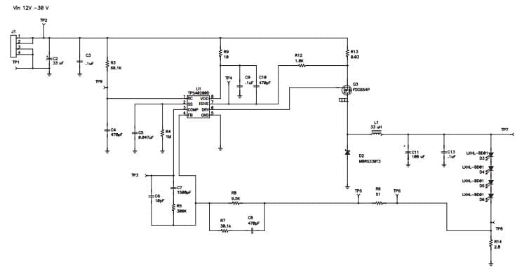 Typical Application Circuit for TPS40200H Wide Input Voltage-Range LED Driver