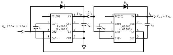 Typical Application Circuit for LM2662 Switched Capacitor Voltage Converter for Generating +3 VIN From +VIN