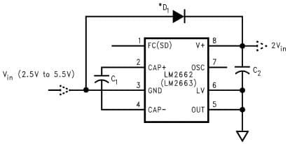 Typical Application Circuit for LM2662 Positive Voltage Doubler